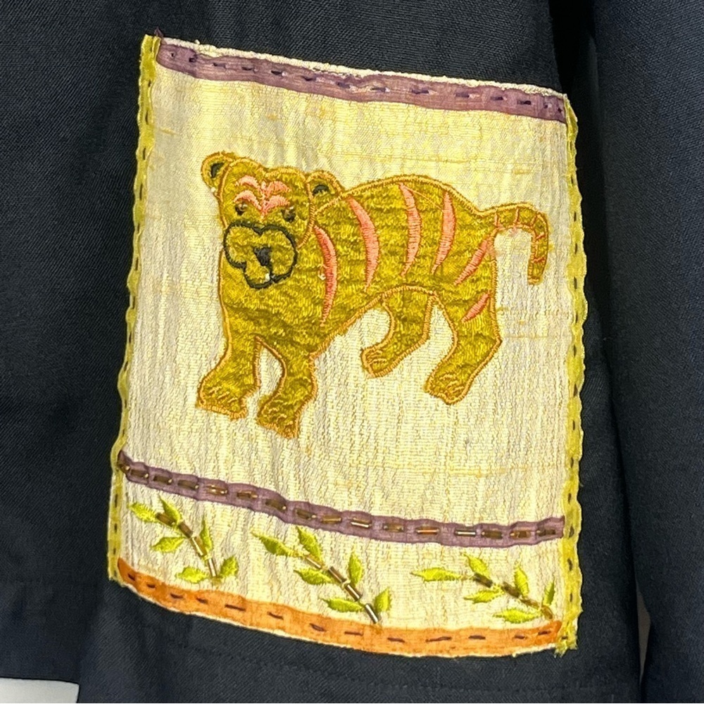 Phool Black Tiger Patch Detail Button Front Boxy … - image 3